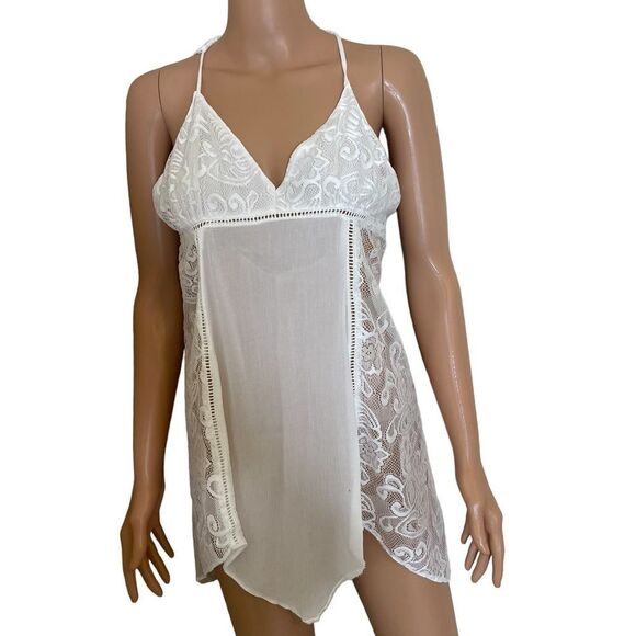LINEA DONATELLA lingerie Flower Child Sheer Lace Chemise Lingerie Nightgown LG - Picture 4 of 9